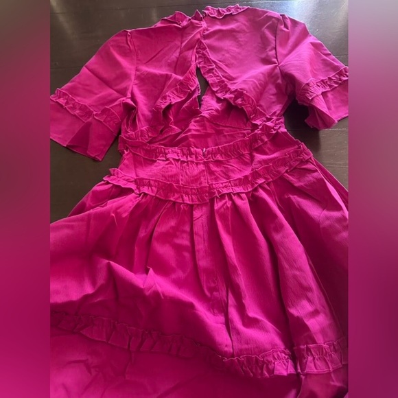 Elegant Magenta Ruffle Dress - Picture 9 of 9